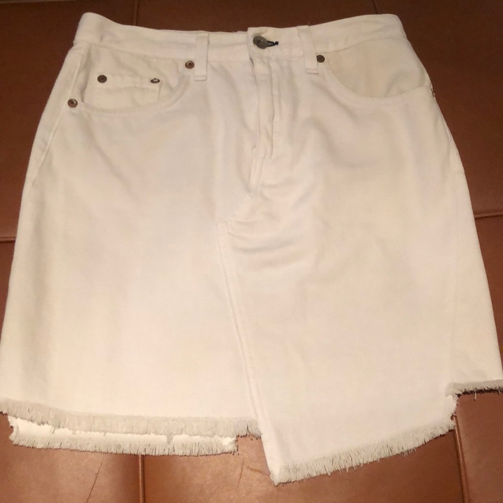 Rag and bone asymmetric white demin skirt